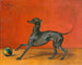 En gravhund eller en italiensk jagthund med en bold - Julius von Blaas — visning af kunstværket