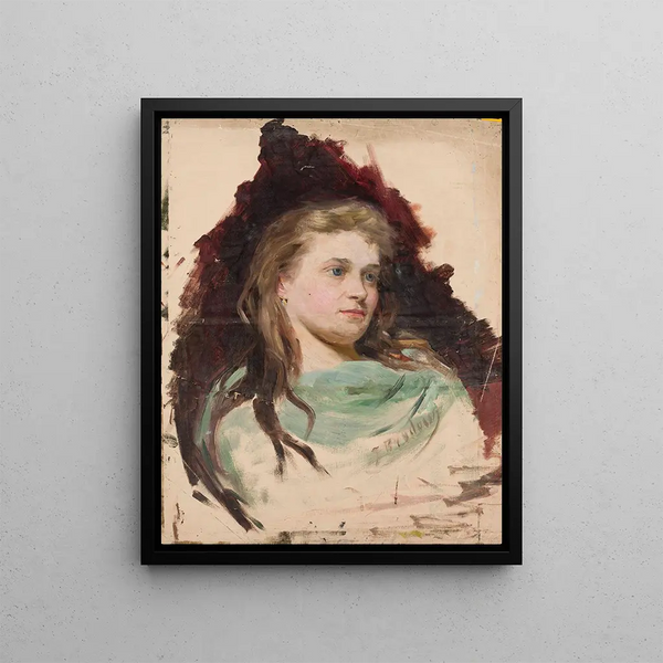 Jzef Brodowski - Portrait of a young woman sketch.webp