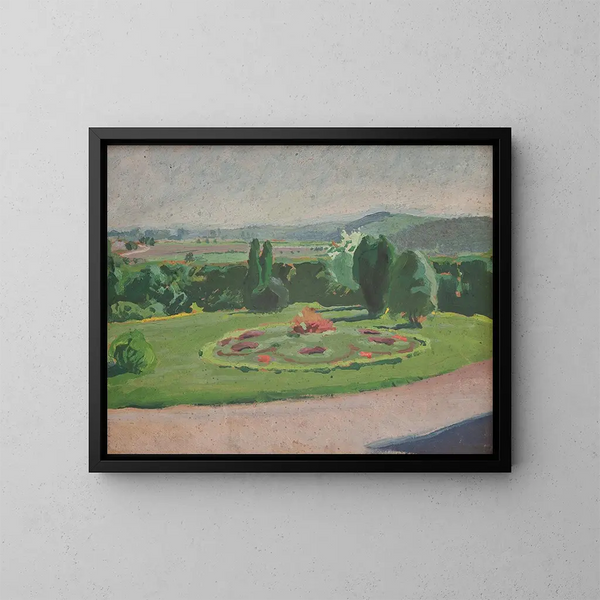 Parterre de fleurs foran herregården - Józef Mehoffer — indrammet kunstværk på væggen