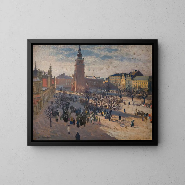 Place du marché principal à Cracovie - Józef Mehoffer — indrammet kunstværk på væggen
