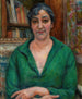 Portrait af en kvinde iført en grøn sweater - Józef Pankiewicz — visning af kunstværket