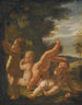 Quatre putti, der leger i et landskab - Karel Škréta — visning af kunstværket