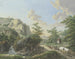 Landskab med bjerglandskab med en vogn på vejen til højre - Karl Franz Kraul — visning af kunstværket