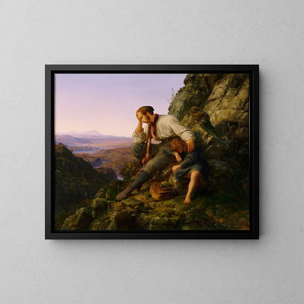 Le voleur et son enfant - Karl Friedrich Lessing — indrammet kunstværk på væggen