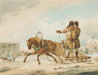 Karl Ivanovich Kollman - SleighRide Through A Russian Town.webp