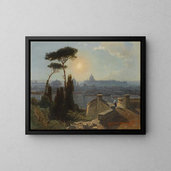 Rom fra Trinité-des-Monts - Karl Lindemann-Frommel — indrammet kunstværk på væggen