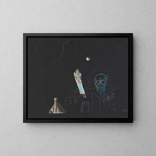 Karl Wiener - Ohne Titel Collage Frau Mond und Totenkopf.webp
