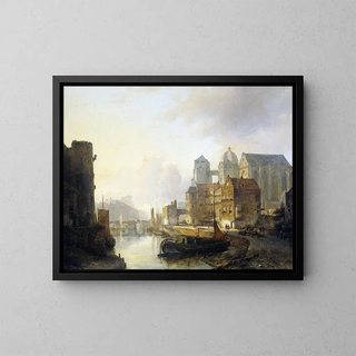 Kasparus Karsen - Imaginary View of a Riverside Town with Aachen Cathedral.webp
