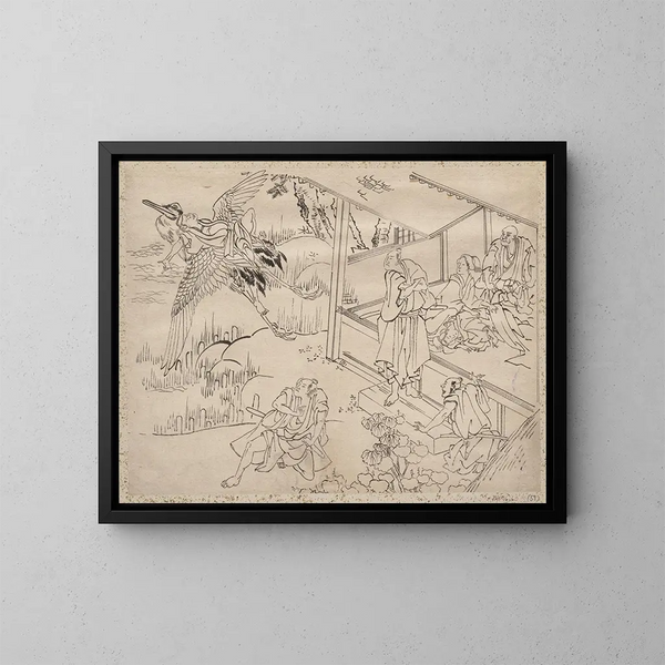 Album de croquis de Katsushika Hokusai et de ses disciples Pl59 - Katsushika Hokusai — indrammet kunstværk på væggen