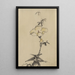 et gult blomsterbillede med knopper på en stilk over bladene - Katsushika Hokusai — indrammet kunstværk på væggen