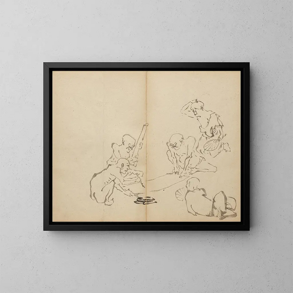 Calligraphie i varmen - Kawanabe Kyōsai — indrammet kunstværk på væggen