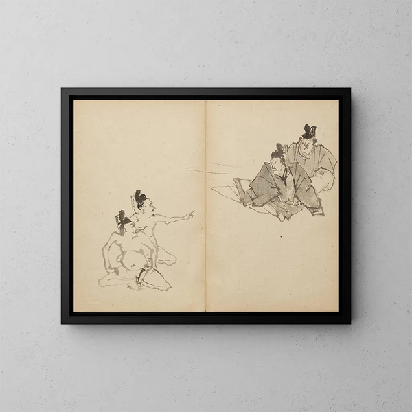 Concours de pets des courtisans - Kawanabe Kyōsai — indrammet kunstværk på væggen