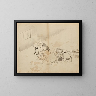 Kawanabe Kysai - People Dining and Reading.webp