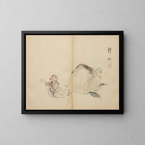 Le garçon pêché - Kawanabe Kyōsai — indrammet kunstværk på væggen