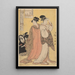 Courtisane Oriwae lille barn, der ser i spejlet bagfra - Kitagawa Utamaro — indrammet kunstværk på væggen