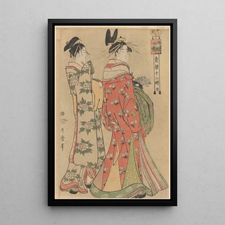 Kitagawa Utamaro - Courtesan Passing through Street Accompanied by Servant.webp