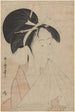 Tête de femme tenant une serviette dans sa bouche - Kitagawa Utamaro — visning af kunstværket