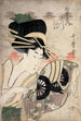 La courtisane Ichikawa fra Matsuba-udstillingen - Kitagawa Utamaro — visning af kunstværket