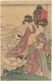 To kvinder med børn ved havet - Kitagawa Utamaro — visning af kunstværket