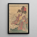To kvinder med børn ved havet - Kitagawa Utamaro — indrammet kunstværk på væggen