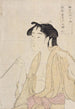 Kvinde, der udånder røg fra en pibe - Kitagawa Utamaro — visning af kunstværket