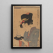 Kvinde, der serverer te i en café - Kitagawa Utamaro — indrammet kunstværk på væggen