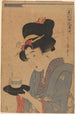 Kvinde, der serverer te i en café - Kitagawa Utamaro — visning af kunstværket