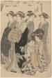 Kvinde med tjenere - Kitagawa Utamaro — visning af kunstværket