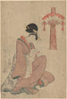 Kvinde med rulle - Kitagawa Utamaro — visning af kunstværket