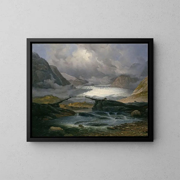 Glacier Nigardsbreen i Justedalen-dalen - Knud Baade — indrammet kunstværk på væggen