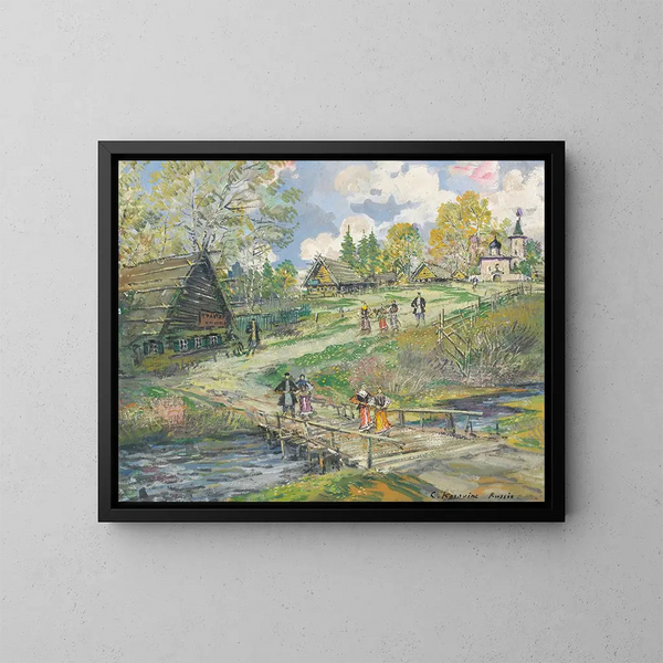 Landsby scene - Konstantin Alexeïevitch Korovine — indrammet kunstværk på væggen