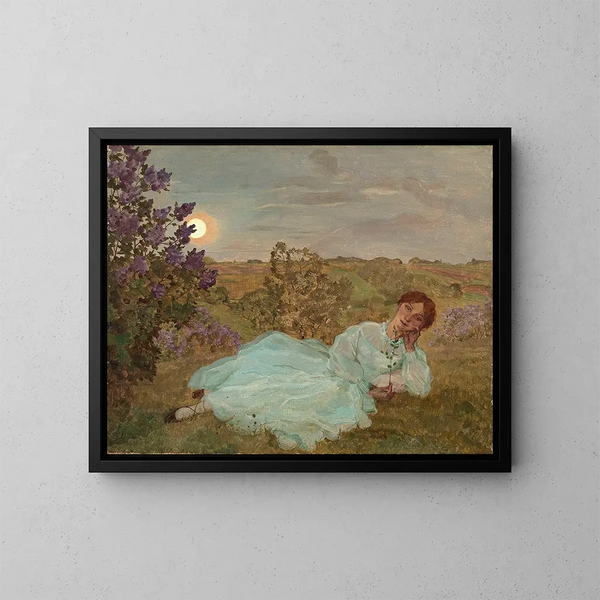 Repos au crépuscule - Konstantin Andreevich Somov — indrammet kunstværk på væggen
