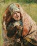 Portrait af en bondekone, studie til Minine, beregnet for indbyggerne i Nizjnij Novgorod - Konstantin Egorovich Makovsky — visning af kunstværket