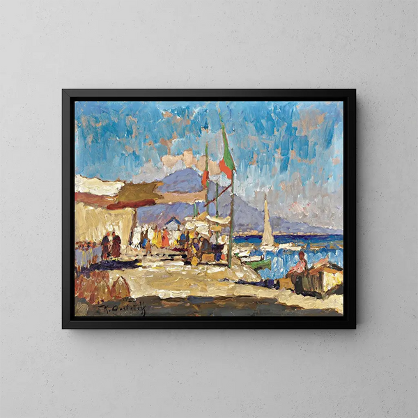 Vue de Naples - Konstantin Ivanovich Gorbatov — indrammet kunstværk på væggen