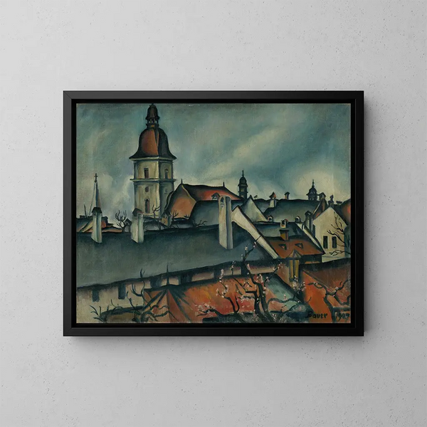 Vue sur Košice - Konstantin Bauer — indrammet kunstværk på væggen