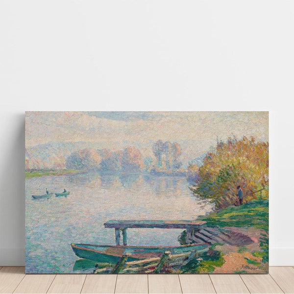 Reproduktion af maleriet L'étang de Saint-Pierre, pêcheur og barques - Henri Lebasque | Reproduction