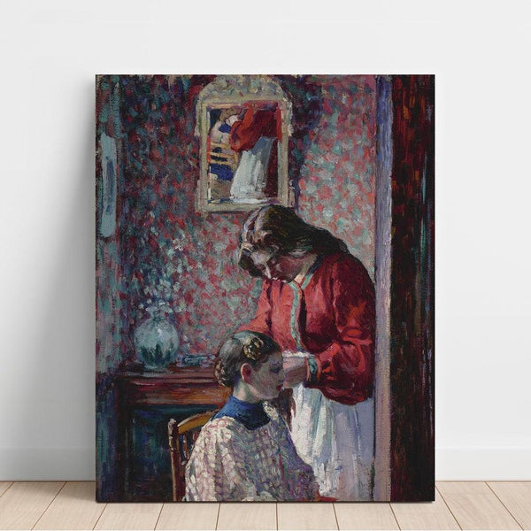Reproduktion af maleriet La Coiffure - Henri Lebasque
