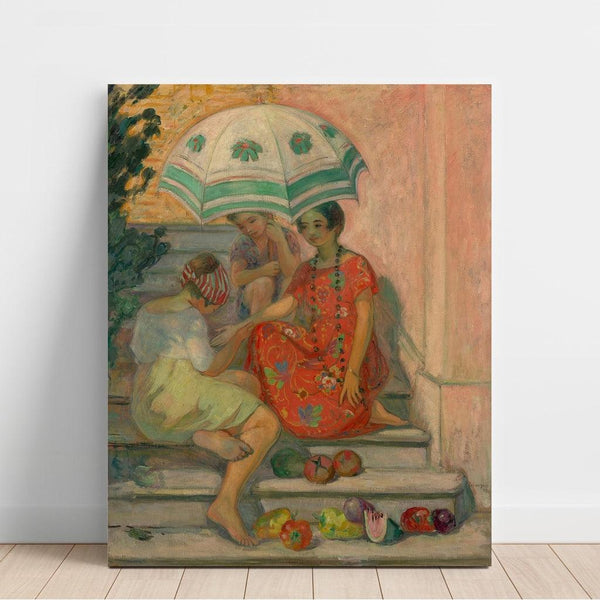 Reproduktion af maleriet La Diseuse de Bonne Aventure, Sainte-Maxime - Henri Lebasque