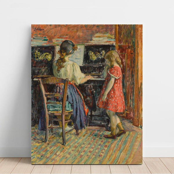 Reproduktion af maleriet La leçon de piano (Marthe og Nono) - Henri Lebasque