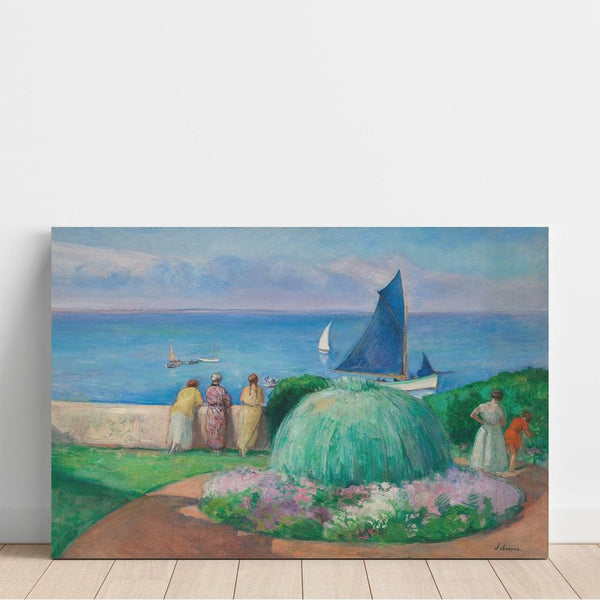 Reproduktion af maleriet La voile bleue, Préfailles - Henri Lebasque
