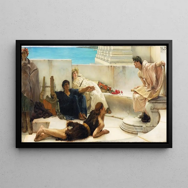 Læsning af Homer - Lawrence Alma-Tadema — indrammet kunstværk på væggen