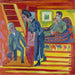 maleriet Parret på besøg og den nye ankommer - Ernst Ludwig Kirchner — vist i et interiør
