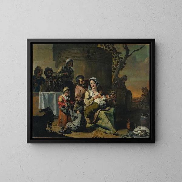 Scène vintage - Familie Le Nain — indrammet kunstværk på væggen