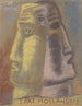 Skitse til design for Paul Fierens den moderne hollandske kunst to hoveder af mænd afbildet i profil, vendende sig væk fra hinanden - Leo Gestel — visning af kunstværket