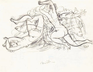 Leo Gestel - Schetsblad met naakt zwemmende vrouwen en vissen.webp