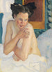 Vågner halv-nøgen siddende - Leo Putz — visning af kunstværket