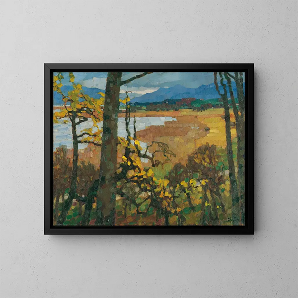 Efterår ved Chiemsee - Leo Putz — indrammet kunstværk på væggen