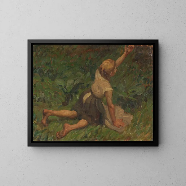 Studie over Askepot - Leo Putz — indrammet kunstværk på væggen
