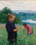 Brødre og søstre i de blomstrende enge - Léon Giran-Max — visning af kunstværket