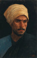 En araber med turban i gult og blå burnus - Leopold Carl Müller — visning af kunstværket